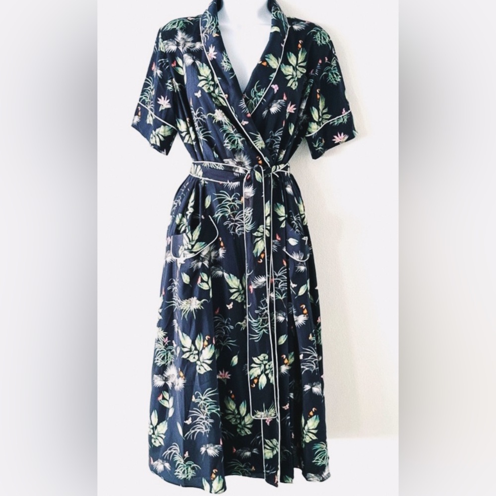 Rachel Roy Tropical navy wrap dress